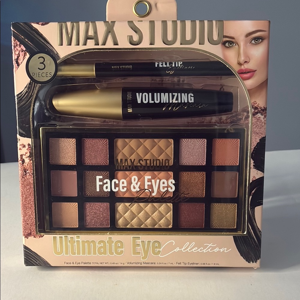 Max Studio Face & Eye Palette + Mascara +Eyeliner Set